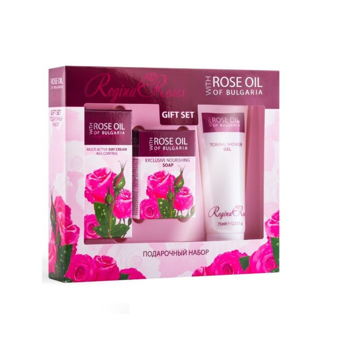 Cofre Regalo Regina Roses (Crema de día 30ml. + Jabón Nutritivo 50gr + Gel ducha 75ml.)