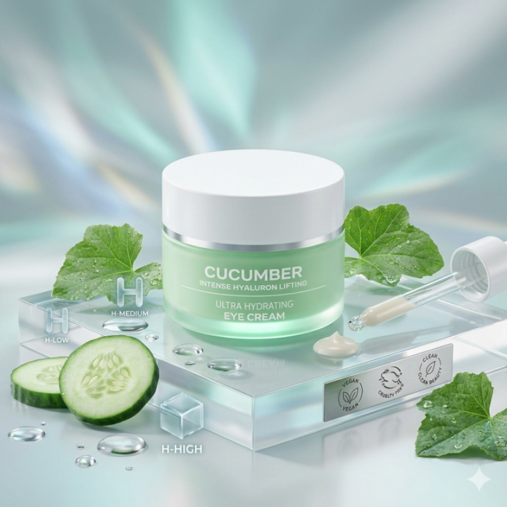 Contorno de Ojos Triple Hialurónico y Pepino | Antiarrugas Efecto Flash