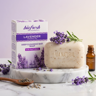 Jabón Exfoliante de Lavanda Orgánica VÍA NATURAL