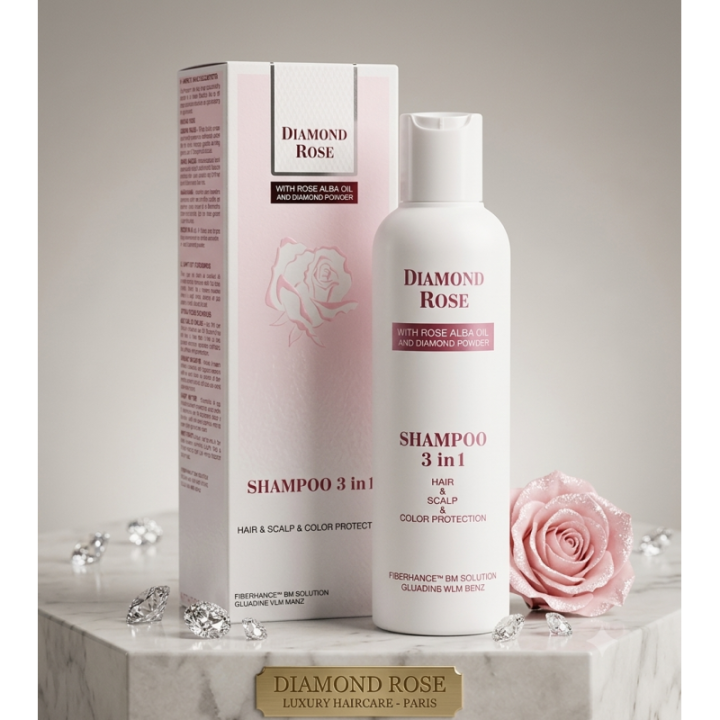 Champú 3 en 1 para cuidados intensivos para cabello, cuero cabelludo y color -  Diamond Rose 200 ml