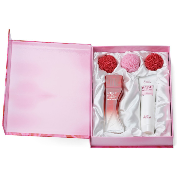 Mejor Cofre Regalo Rosa Señora (Perfume 50 ml + 3 Jabones Glicerina 30 gr + Crema de Manos 75 ml) (Tipo Libro)